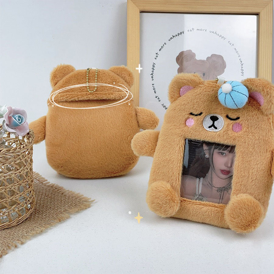 Plush Photocard Case Photo Card Holder Boneka Gantungan Kunci ID Card Keychain Bear KCO4395