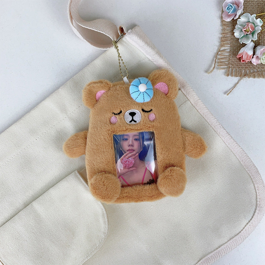 Plush Photocard Case Photo Card Holder Boneka Gantungan Kunci ID Card Keychain Bear KCO4395