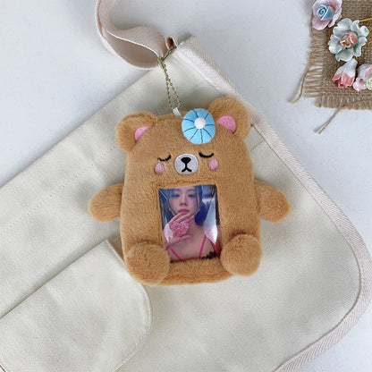 Plush Photocard Case Photo Card Holder Boneka Gantungan Kunci ID Card Keychain Bear KCO4395