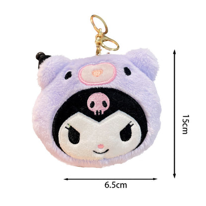 Gantungan Kunci Dompet Bulu Boneka Sanrio Karakter Kitty Kuromi Melody Stella Lucu