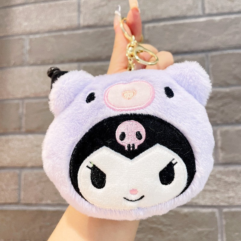 Gantungan Kunci Dompet Bulu Boneka Sanrio Karakter Kitty Kuromi Melody Stella Lucu