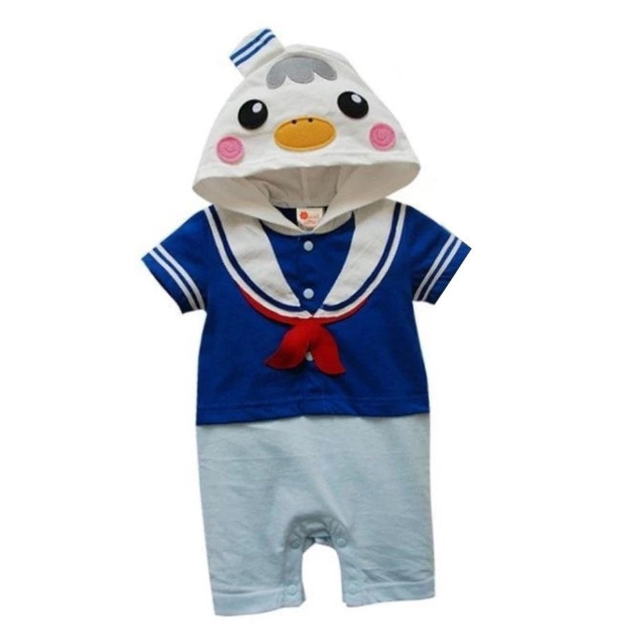 Boy Romper Sailor Penguin Short Sleeved Hooded Baby