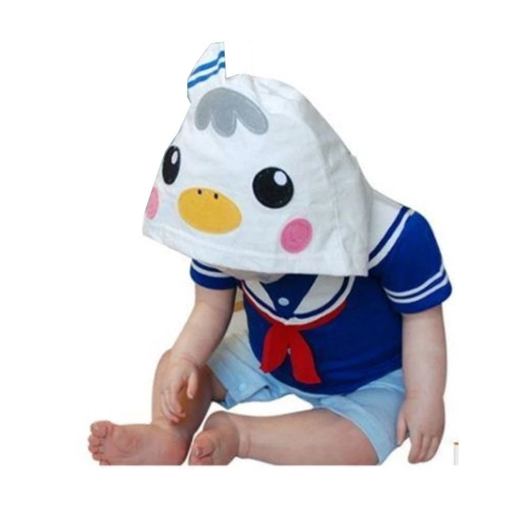 Boy Romper Sailor Penguin Short Sleeved Hooded Baby