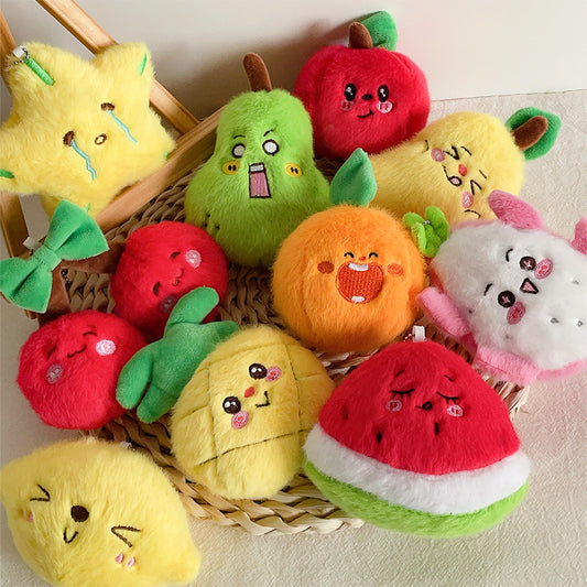 Gantungan Kunci Tas Boneka Buah Buahan Fruit Ekspresi Imut Ganci Nanas Mangga Ceri Apel Jeruk Keychain MCE0211