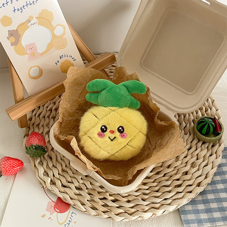 Gantungan Kunci Tas Boneka Buah Buahan Fruit Ekspresi Imut Ganci Nanas Mangga Ceri Apel Jeruk Keychain MCE0211