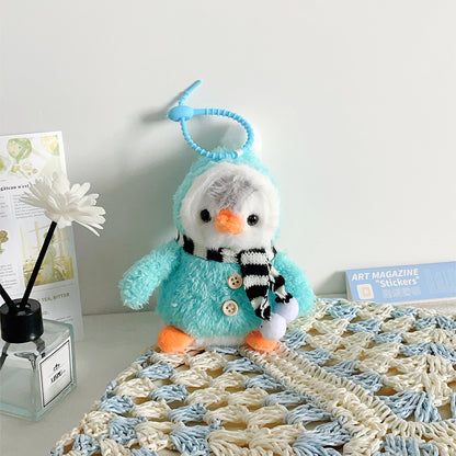 Gantungan Kunci Boneka Penguin Fluffy Winter Gentleman Costume Lucu Gemas KCE9185