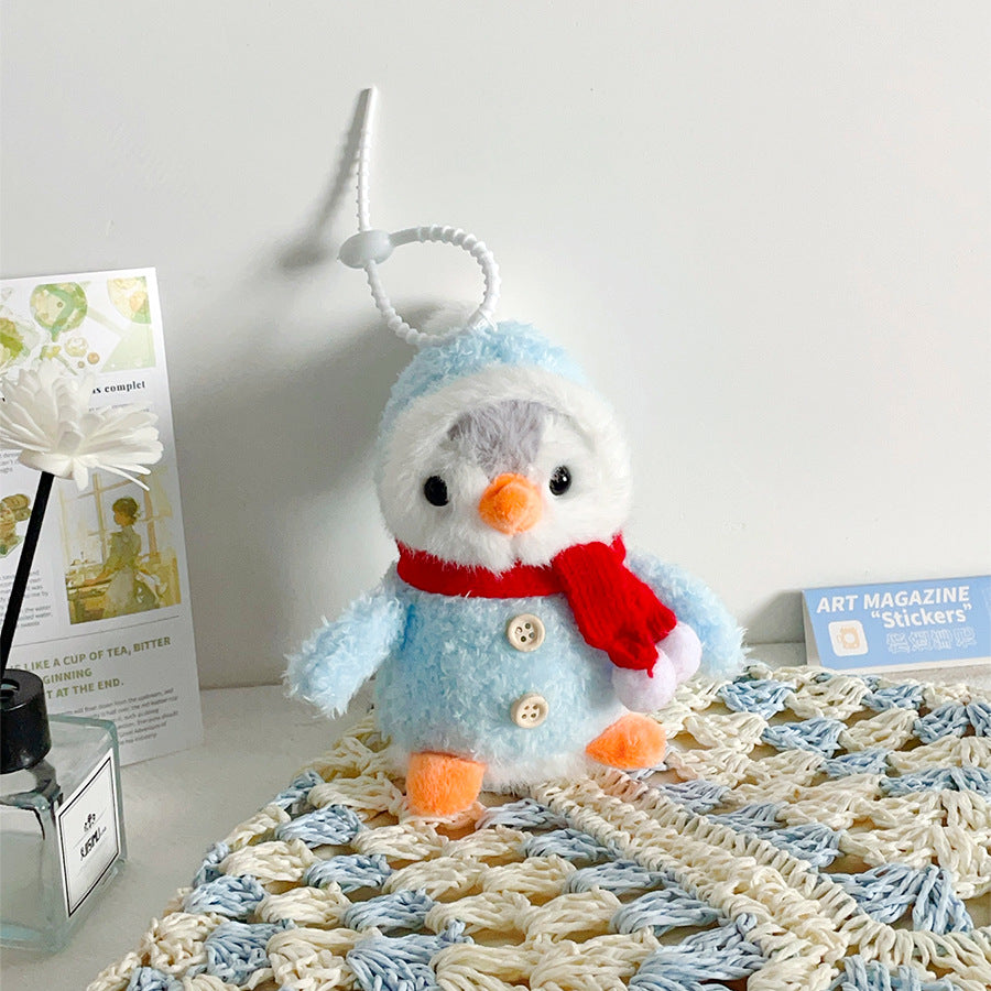 Gantungan Kunci Boneka Penguin Fluffy Winter Gentleman Costume Lucu Gemas KCE9185