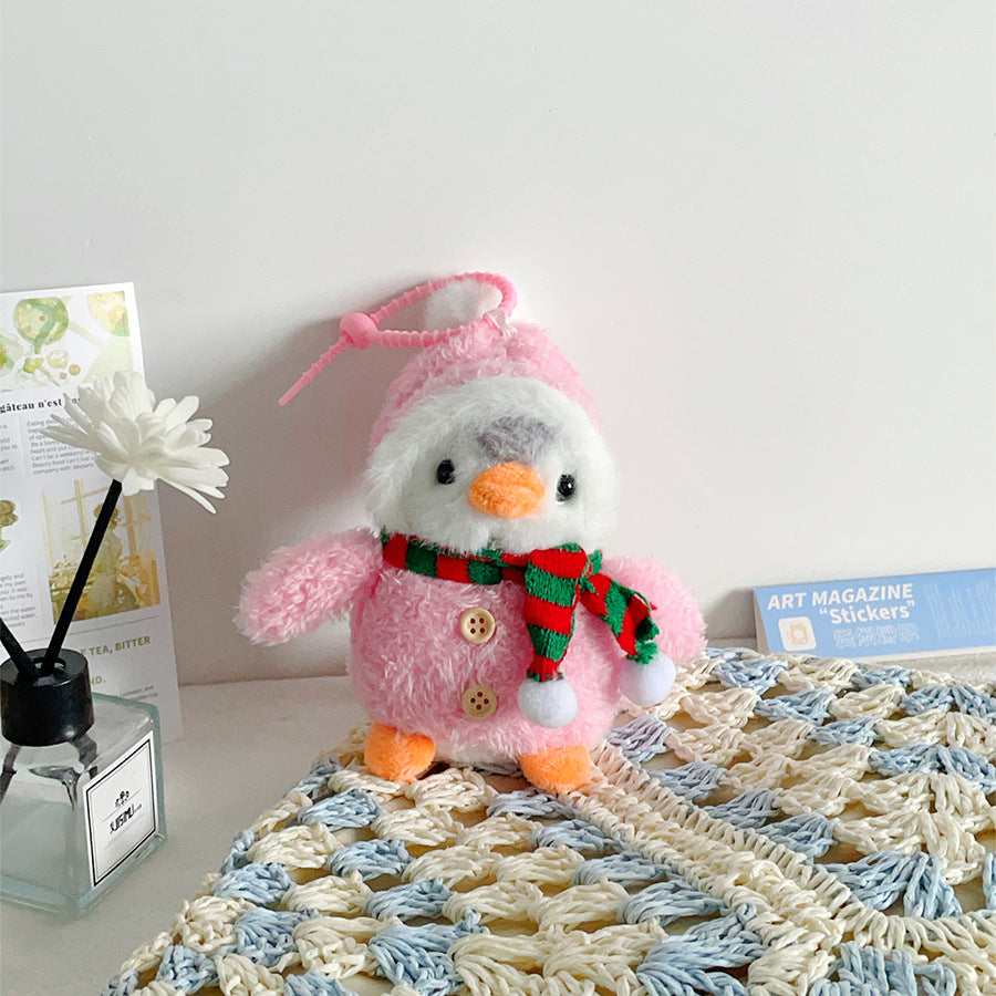Gantungan Kunci Boneka Penguin Fluffy Winter Gentleman Costume Lucu Gemas KCE9185