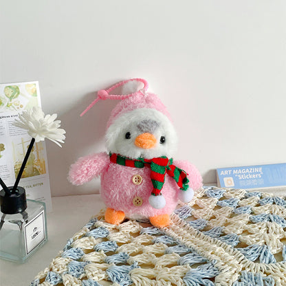 Gantungan Kunci Boneka Penguin Fluffy Winter Gentleman Costume Lucu Gemas KCE9185