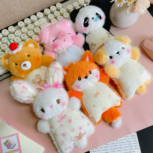 Gantungan Kunci Boneka Hewan Lucu Beruang Penguin Kelinci Lembut Aksesoris Tas Keychain Aesthetic