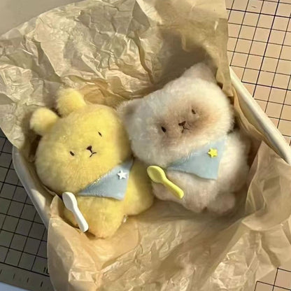 Gantungan Kunci Boneka Squeaky Eating Rabbit Bear Lamb Wolf Pendant Bag Charm Keychain MCE1001