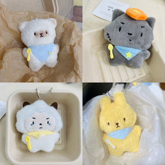 Gantungan Kunci Boneka Squeaky Eating Rabbit Bear Lamb Wolf Pendant Bag Charm Keychain MCE1001