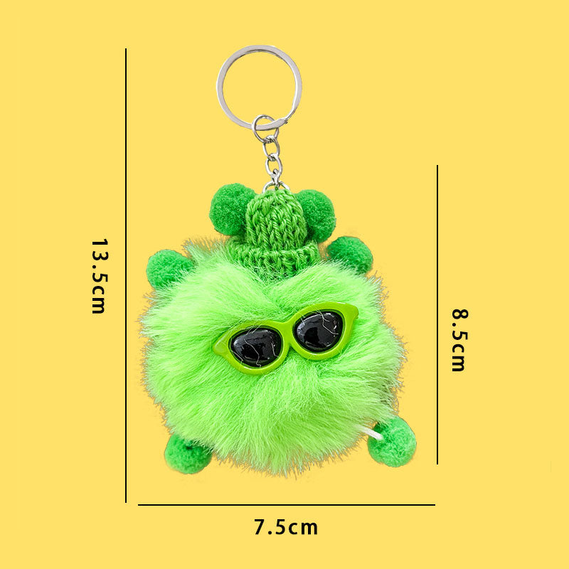 Gantungan Kunci Tas Fluffy Lucu Kurcaci Kacamata Pom Pom Bulu Topi Rajut Pluffy Bag Keychain MCE1628
