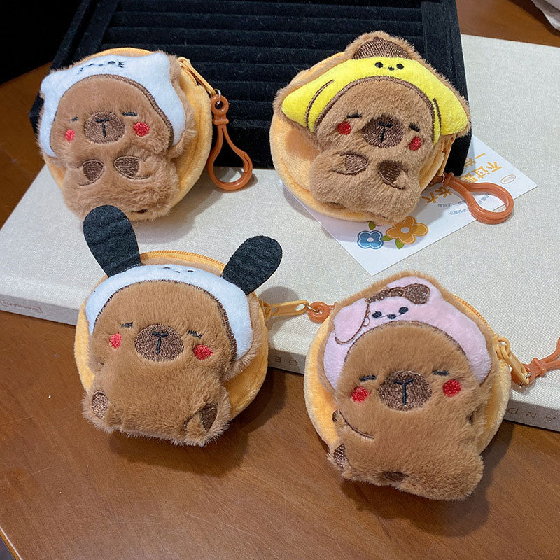 Dompet Bulat Boneka Capybara Topi Karakter Melody Kitty Cinnamoroll Pouch Koin MCE1782