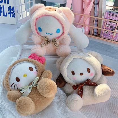 Boneka Melody Kuromi Cinnamoroll Kostum Bear Gantungan Kunci Tas