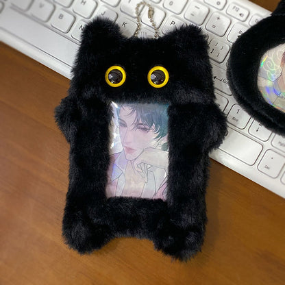 Plush Photocard Case Photo Card Holder Boneka Gantungan Kunci ID Card Keychain Hewan Lucu Kucing