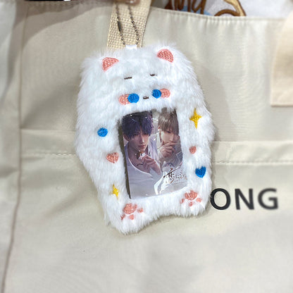 Plush Photocard Case Photo Card Holder Boneka Gantungan Kunci ID Card Keychain Hewan Lucu Kucing