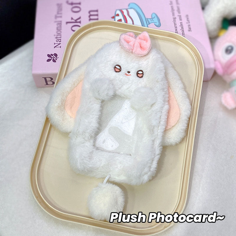 Plush Photocard Case Photo Card Holder Boneka Gantungan Kunci ID Card Keychain Hewan Lucu Kucing