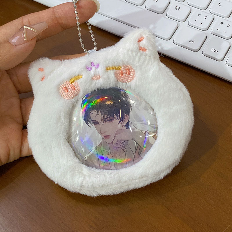 Plush Photocard Case Photo Card Holder Boneka Gantungan Kunci ID Card Keychain Hewan Lucu Kucing