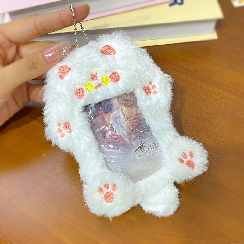 Plush Photocard Case Photo Card Holder Boneka Gantungan Kunci ID Card Keychain Hewan Lucu Kucing