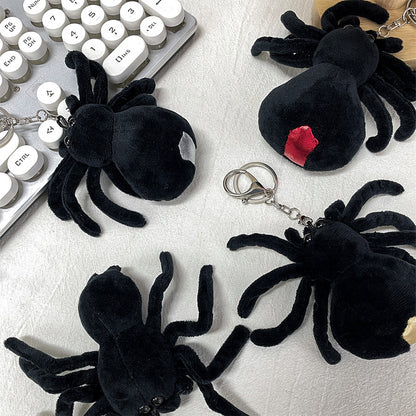 Gantungan Kunci Boneka Laba-Laba Halloween Black Spider Plush Toy Keychain MCE8435