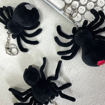 Gantungan Kunci Boneka Laba-Laba Halloween Black Spider Plush Toy Keychain MCE8435