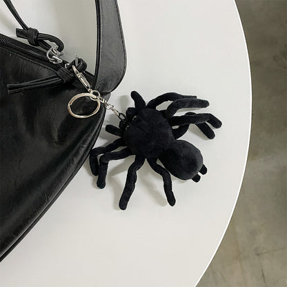 Gantungan Kunci Boneka Laba-Laba Halloween Black Spider Plush Toy Keychain MCE8435