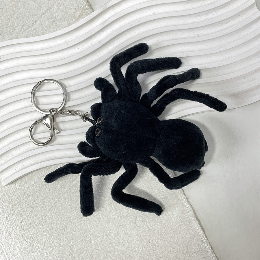 Gantungan Kunci Boneka Laba-Laba Halloween Black Spider Plush Toy Keychain MCE8435