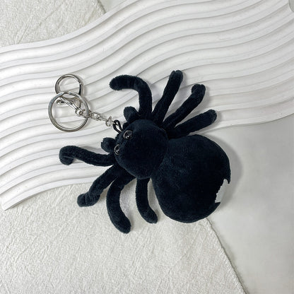 Gantungan Kunci Boneka Laba-Laba Halloween Black Spider Plush Toy Keychain MCE8435