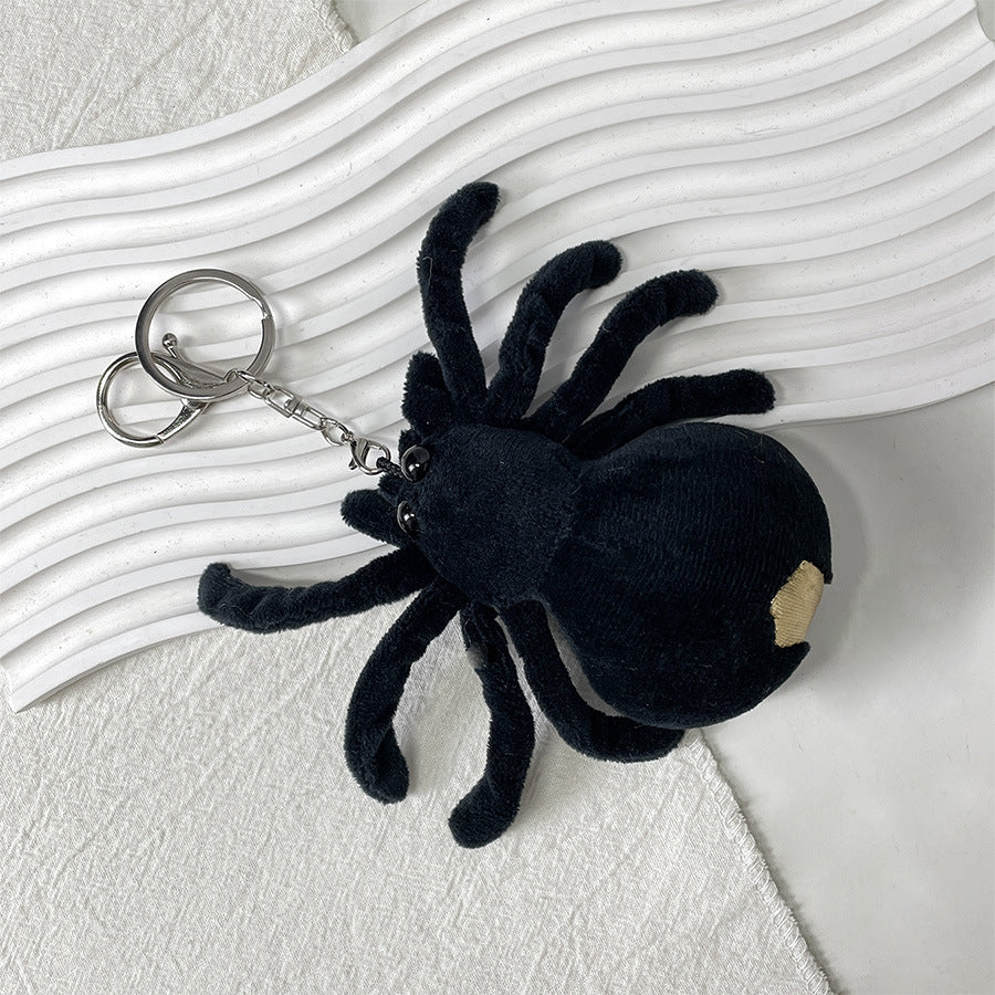 Gantungan Kunci Boneka Laba-Laba Halloween Black Spider Plush Toy Keychain MCE8435