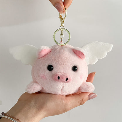 Gantungan Kunci Boneka Dino Shiba Kucing Sayap Ekor Berputar Plush Toy Keychain MCE8781