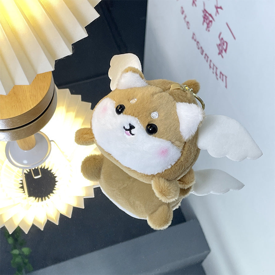 Gantungan Kunci Boneka Dino Shiba Kucing Sayap Ekor Berputar Plush Toy Keychain MCE8781