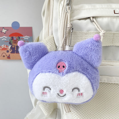 Dompet Koin Gantungan Kunci Bulu Boneka Sanrio Melody Cinnamoroll Kuromi Pouch MCEB4237