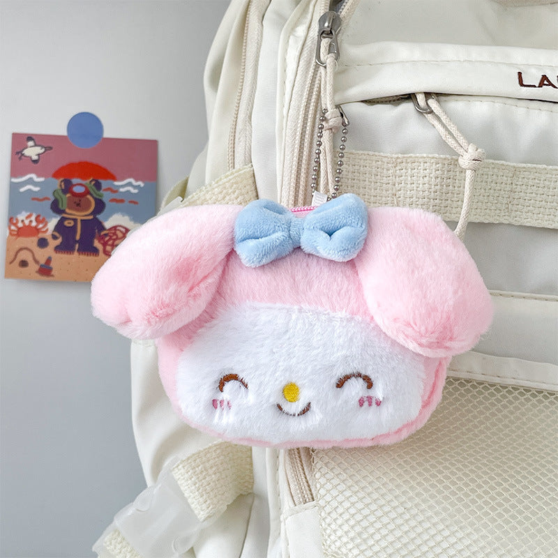 Dompet Koin Gantungan Kunci Bulu Boneka Sanrio Melody Cinnamoroll Kuromi Pouch MCEB4237