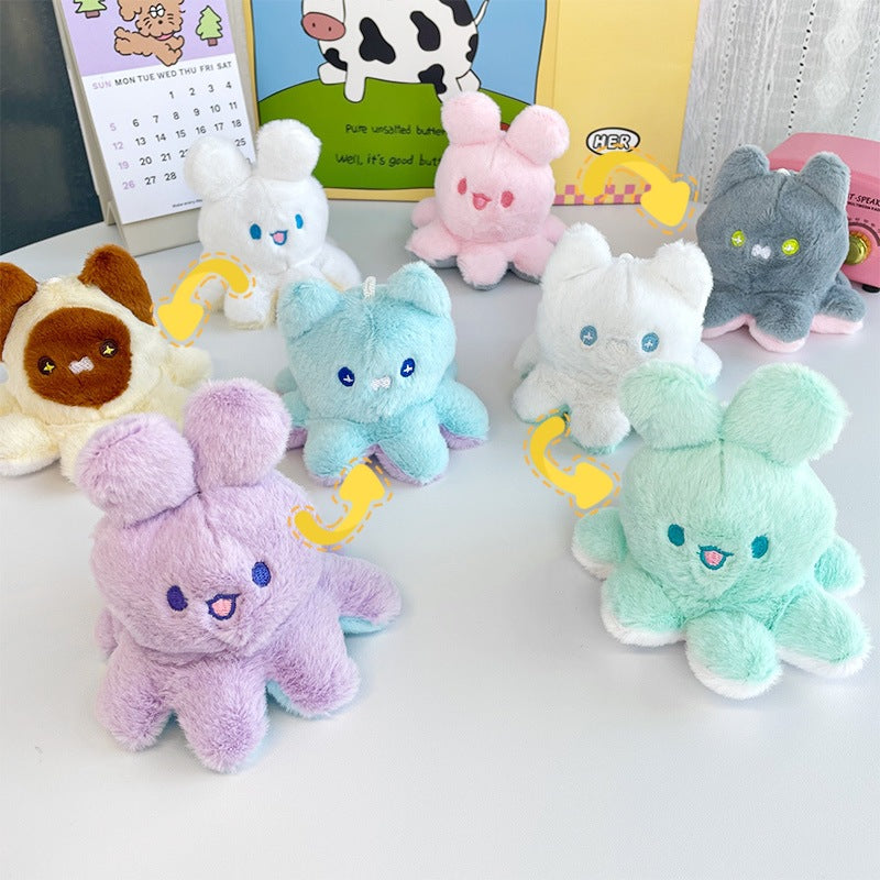 Gantungan Kunci Boneka Kelinci Bolak Balik 2 Sisi Warna Flip Reversible Plush Doll MCEW7863