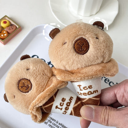 Boneka Capybara Ice Cream Gantungan Tas Doll Bag Charm MCEW8035