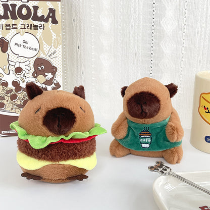 Gantungan Kunci Boneka Capybara Burger Coffee Boneka Keychain MCEW8041