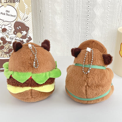 Gantungan Kunci Boneka Capybara Burger Coffee Boneka Keychain MCEW8041