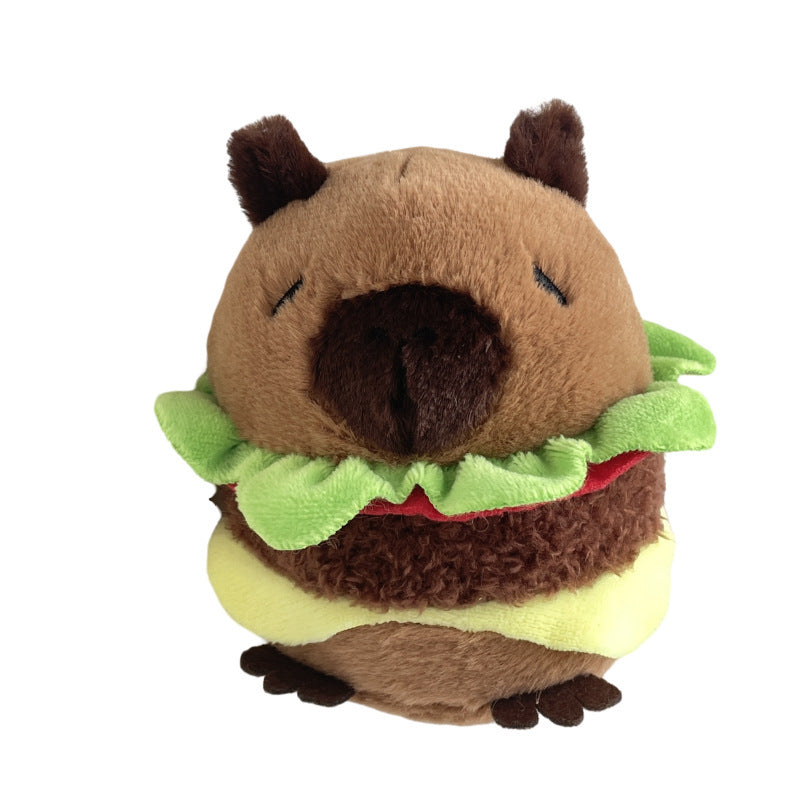 Gantungan Kunci Boneka Capybara Burger Coffee Boneka Keychain MCEW8041