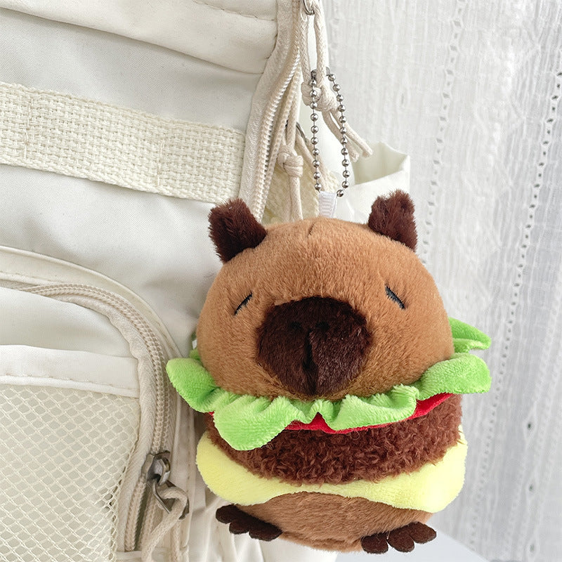 Gantungan Kunci Boneka Capybara Burger Coffee Boneka Keychain MCEW8041