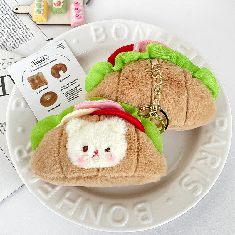 Boneka Kelinci Beruang Croissant Sandwich Gantungan Kunci Rabbit Bear Keychain MCEW8095