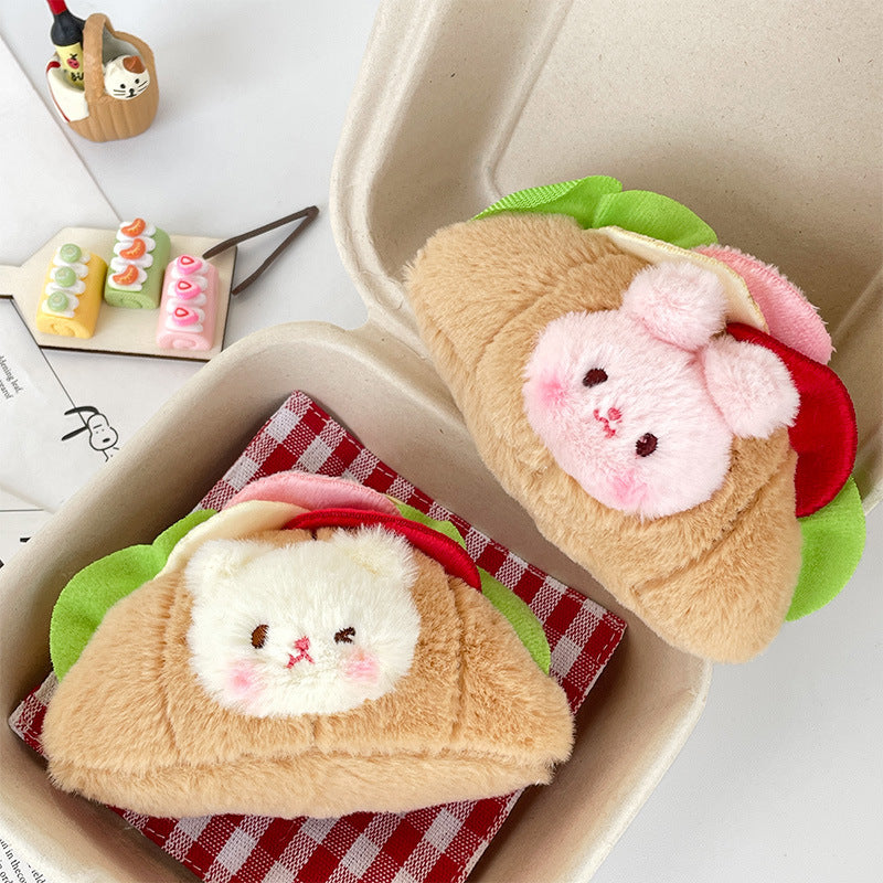 Boneka Kelinci Beruang Croissant Sandwich Gantungan Kunci Rabbit Bear Keychain MCEW8095