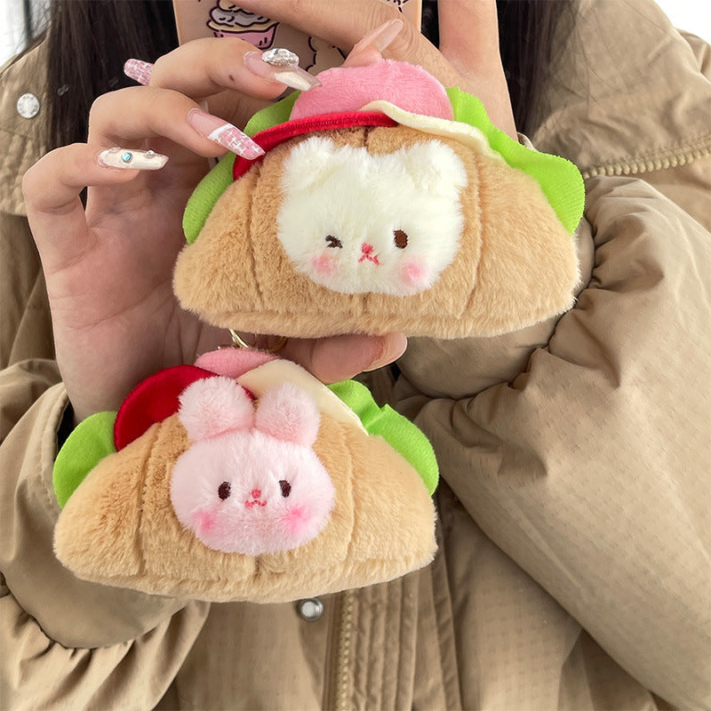 Boneka Kelinci Beruang Croissant Sandwich Gantungan Kunci Rabbit Bear Keychain MCEW8095