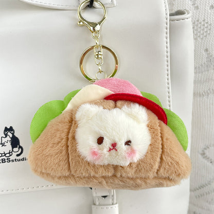 Boneka Kelinci Beruang Croissant Sandwich Gantungan Kunci Rabbit Bear Keychain MCEW8095