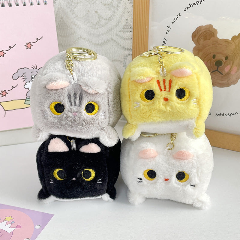Boneka Kucing Kotak Gantungan Kunci Cube Kitten Doll Keychain MCEW8339