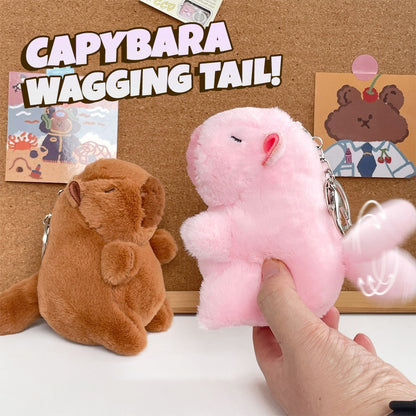 Boneka Capybara Ekor Berputar Gantungan Kunci Keychain Spinning Wagging Tail Capybara MCEW8541