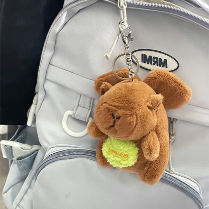 Gantungan Kunci Boneka Capybara Tarik Bola Ekor Berputar Kepak Sayap Keychain MCEW8709