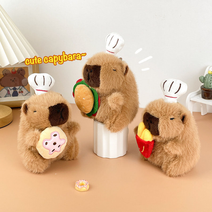 Gantungan Kunci Boneka Capybara Burger Coffee Chick Toast Donut Boneka Keychain MCEW8041