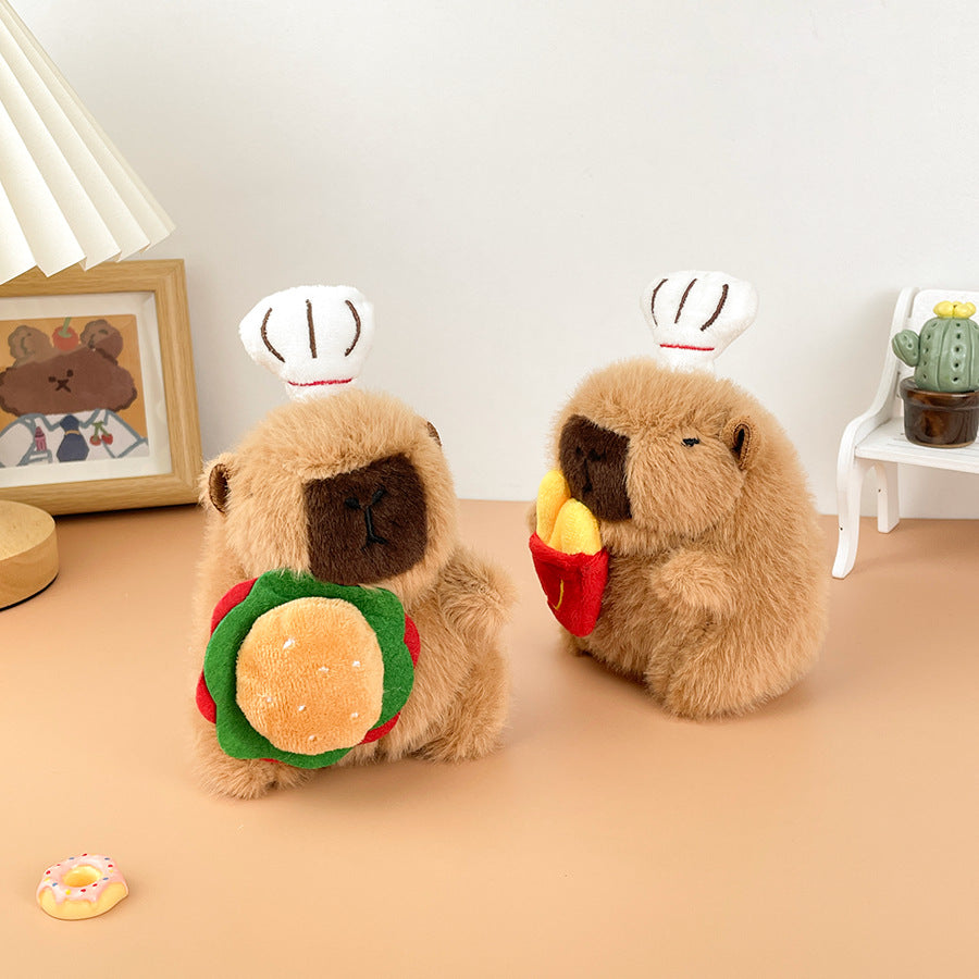 Gantungan Kunci Boneka Capybara Burger Coffee Chick Toast Donut Boneka Keychain MCEW8041