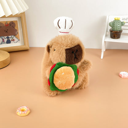 Gantungan Kunci Boneka Capybara Burger Coffee Chick Toast Donut Boneka Keychain MCEW8041